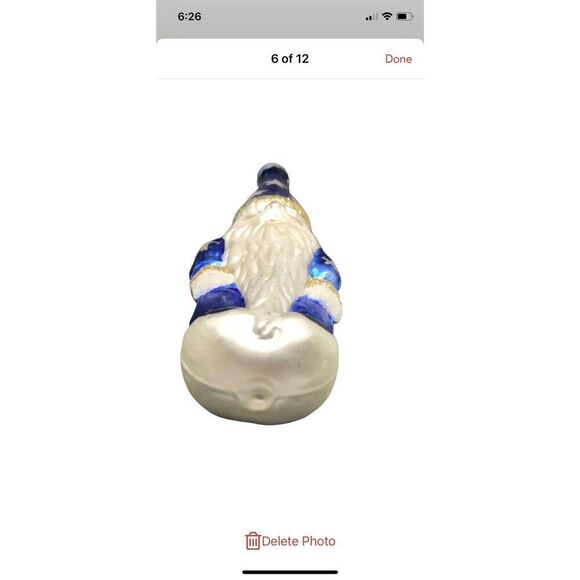 Vintage Mid Century Glossy Christmas Ornament Depicting Wizard Like Santa Claus - Picture 7 of 14